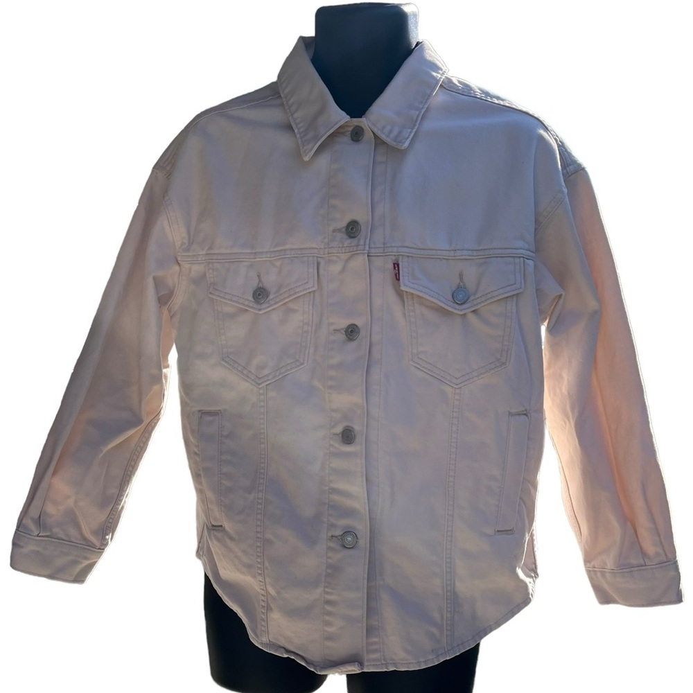 Levi's Denim Button Front Long Sleeve Shirt Jacket size XSmall color cream - Picture 2 of 4